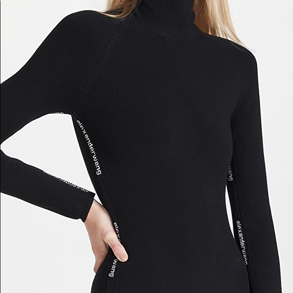 Alexander Wang logo turtleneck dress in stretch viscose - Picture 1 of 4